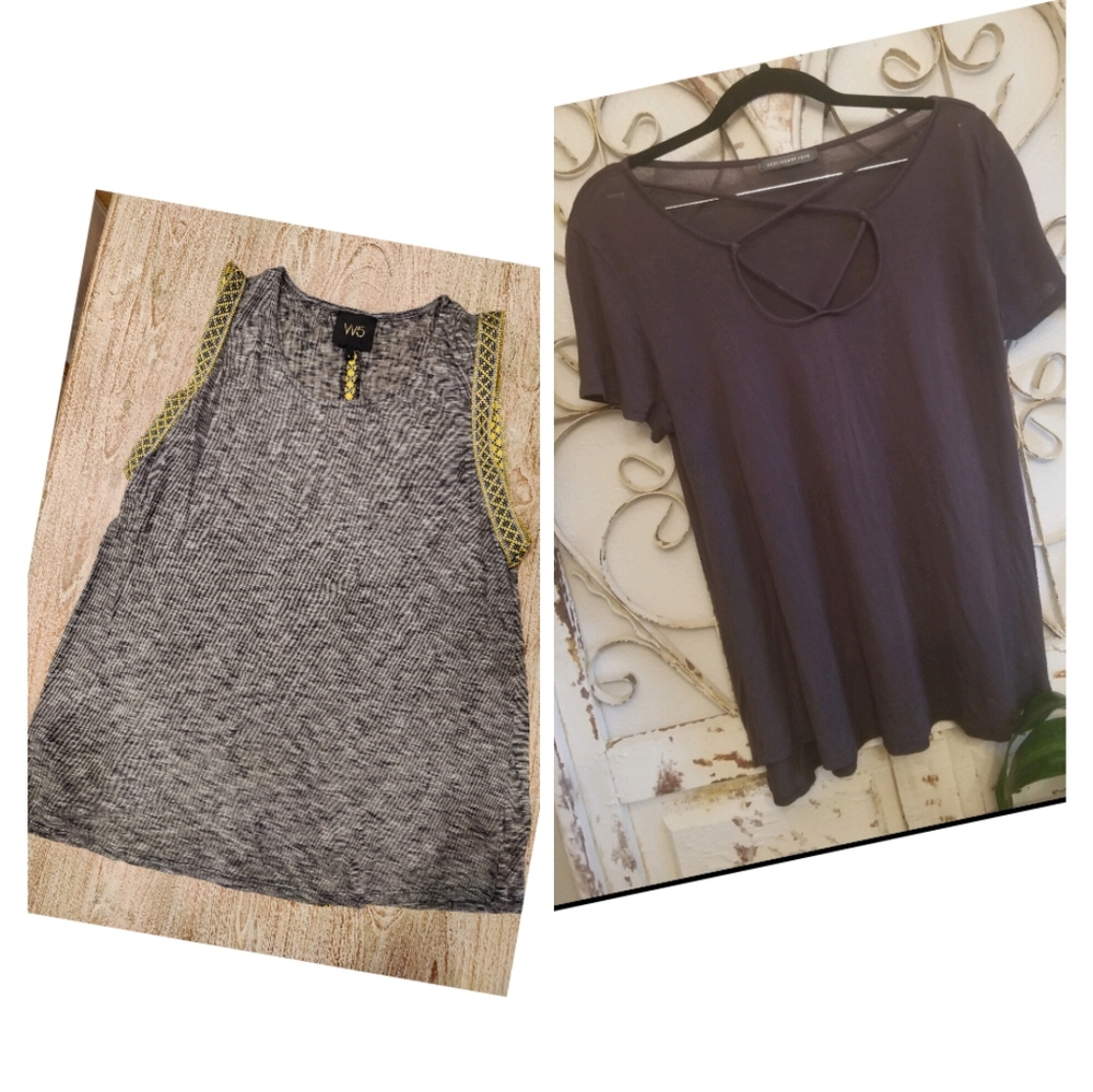 Two top bundle! West Coast love criss cross neck t shirt and W5 tank